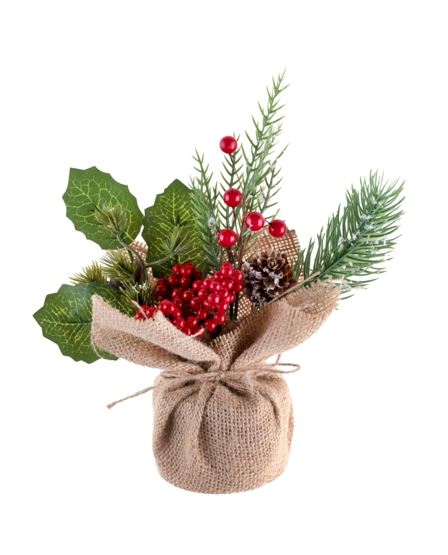 Composicion Natural Invierno 8X25cm Yute Y Plast. ***OFERTA DTO NO ACUMULABLE
