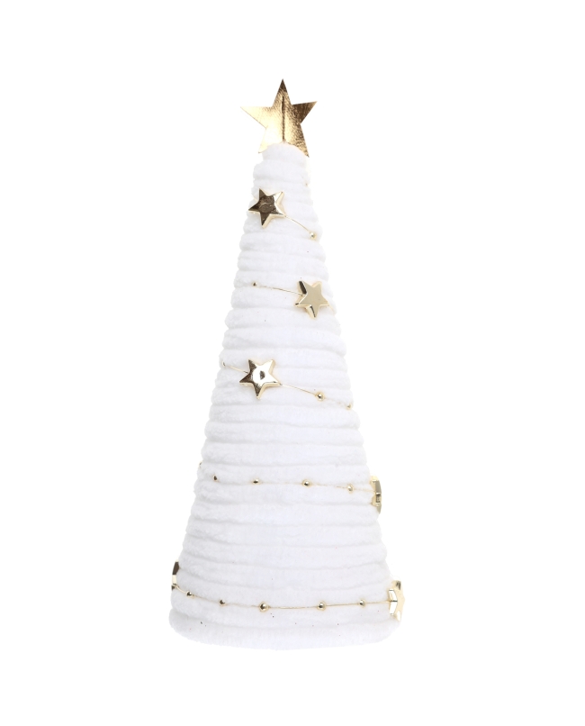 Arbol Navidad Blanco 6.5X13cm Poliester, Yute Y Metal ***OFERTA DTO NO ACUMULABLE