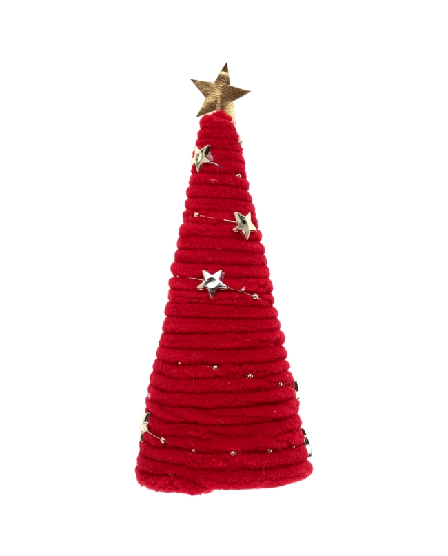 Arbol Navidad Rojo 6.5X18cm Poliester, Yute Y Metal ***OFERTA DTO NO ACUMULABLE