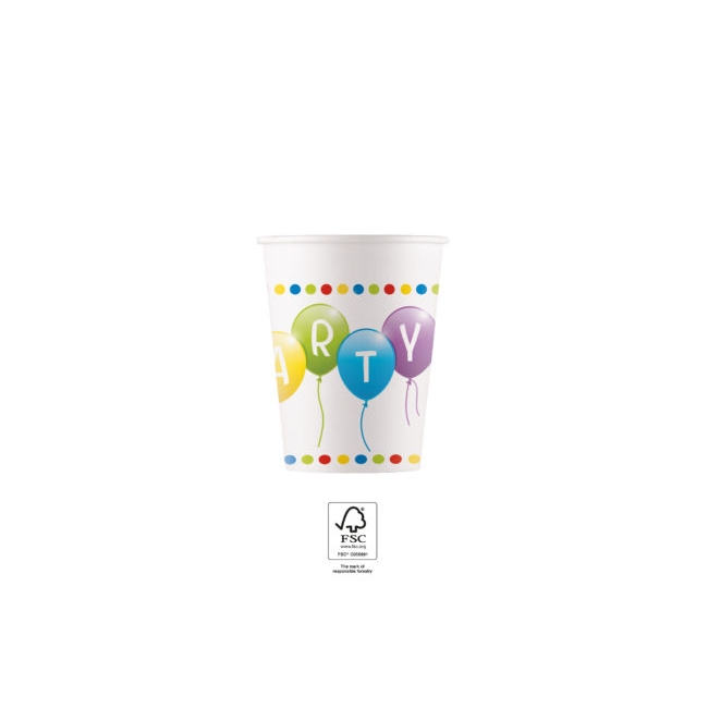 VASOS PAPEL 200ml BALLOONS PARTY - FSC ***OFERTA DTO NO ACUMULABLE  