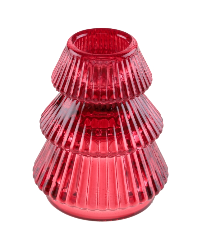 Candelabro Arbol Rojo 6X7.5cm Vidrio ***OFERTA DTO NO ACUMULABLE