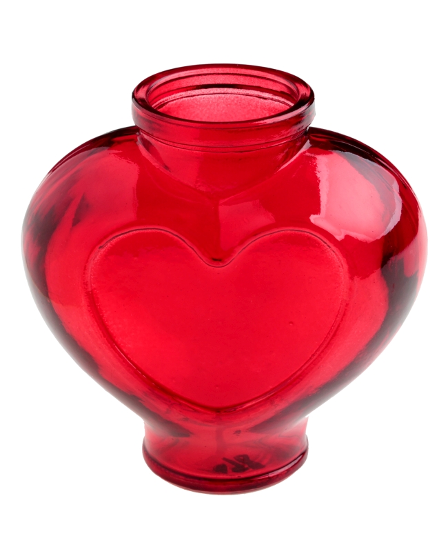 Jarron Corazon Rojo 12X6X11.5cm Vidrio