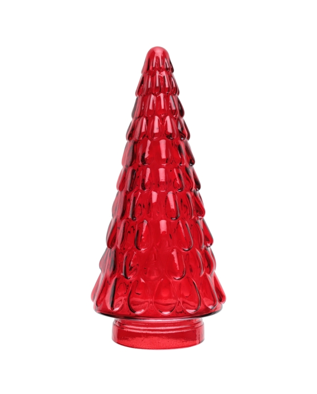 Arbol Conico Rojo 11X24cm Vidrio ***OFERTA DTO NO ACUMULABLE