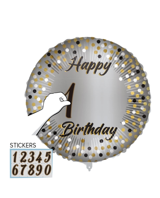 18/46cm Happy Bday Edades Personz. Pegatinas, Cinta Y Peso ***OFERTA DTO NO ACUMULABLE