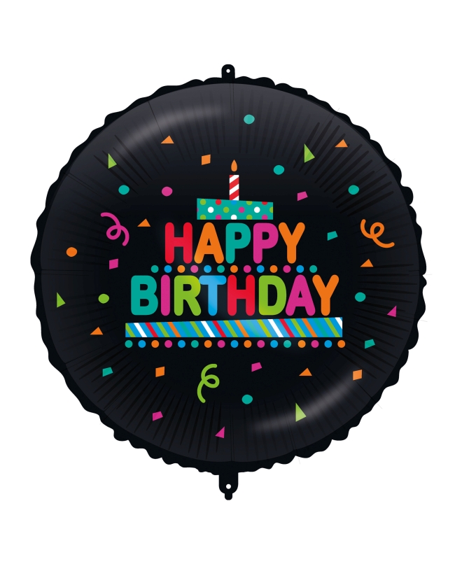18/46cm Happy Bday Confeti Negro, Cinta Y Peso ***OFERTA DTO NO ACUMULABLE