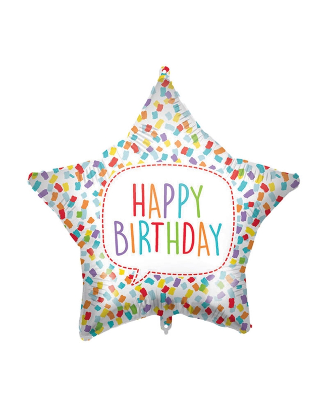 18/46cm Estrella Happy Bday Confeti, Cinta Y Peso ***OFERTA DTO NO ACUMULABLE
