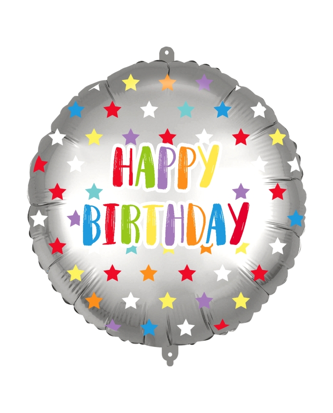 18/46cm Happy Bday Estrellas Colores , Cinta Y Peso ***OFERTA DTO NO ACUMULABLE