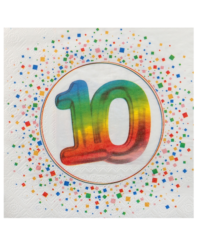 Servilleta Multicolor 10 Años 33X33cm Papel 3C