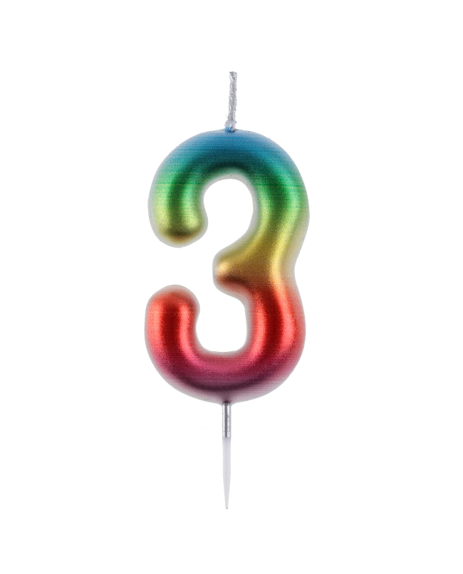 Vela Multicolor Nº 3 4X9cm Parafina Y Plastico