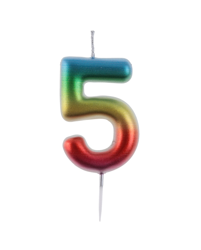 Vela Multicolor Nº 5 4X9cm Parafina Y Plastico