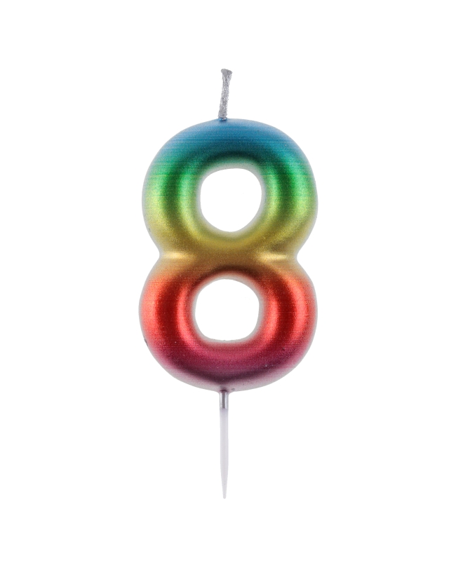 Vela Multicolor Nº 8 4X9cm Parafina Y Plastico