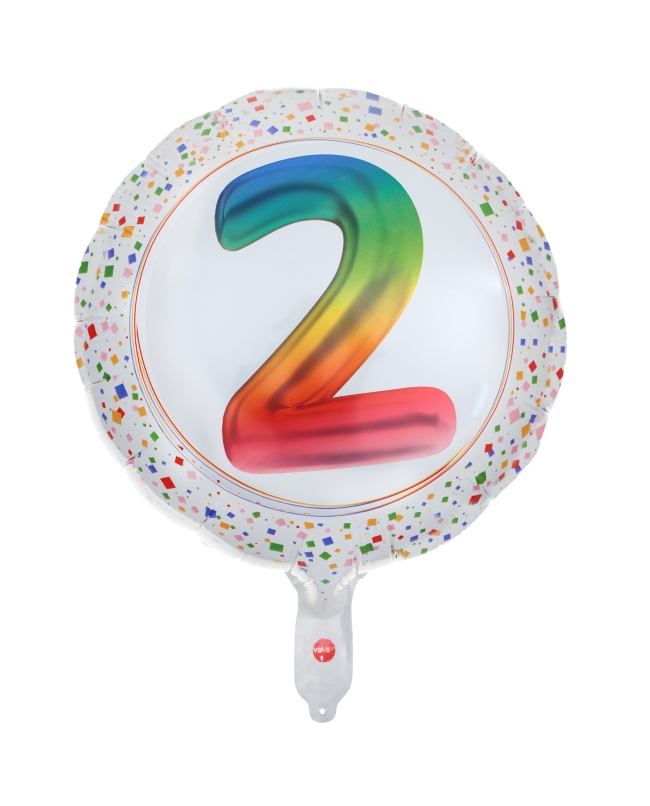 Globo Foil Multicolor 2 Años 45cm