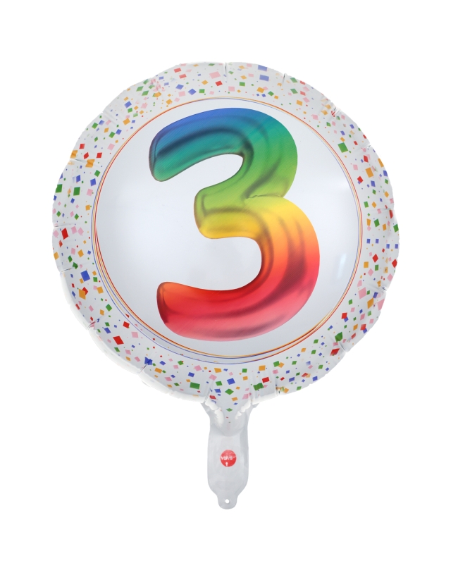 Globo Foil Multicolor 3 Años 45cm