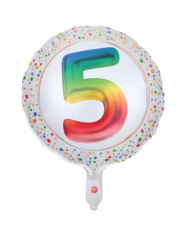 Globo Foil Multicolor 5 Años 45cm