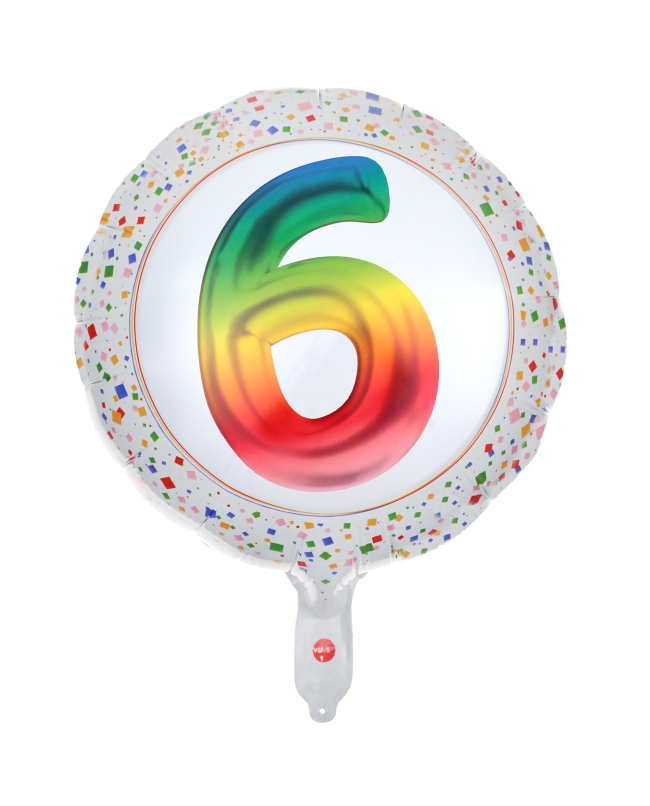Globo Foil Multicolor 6 Años 45cm