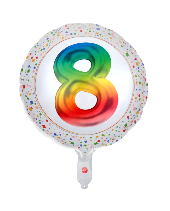 Globo Foil Multicolor 8 Años 45cm