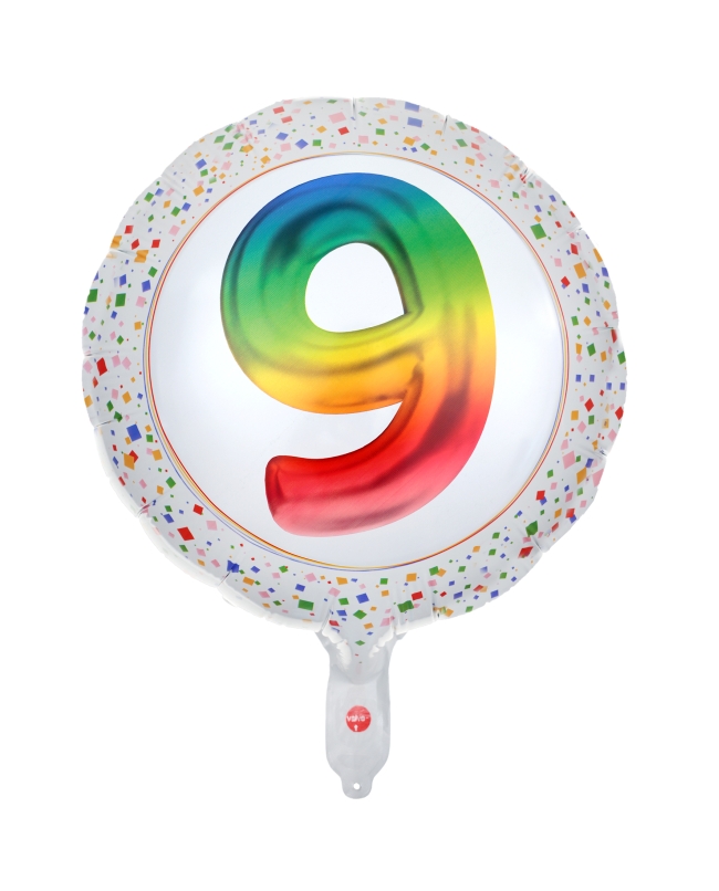 Globo Foil Multicolor 9 Años 45cm