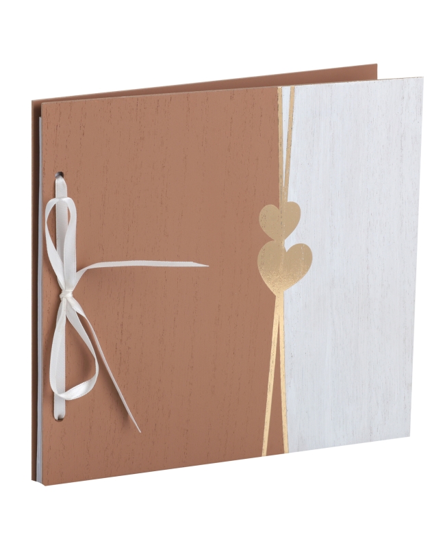 Libro Firmas Delicia Moca 22X22cm Madera, Saten Y 40 Pag Papel