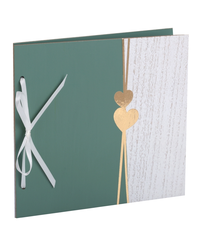 Libro Firmas Delicia Verde Jade 22X22cm Madera, Saten Y 40 Pag Papel