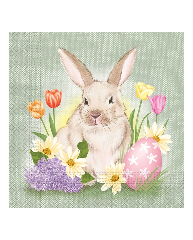 Servilletas 33X33 Conejito Y Flores 3Pli 