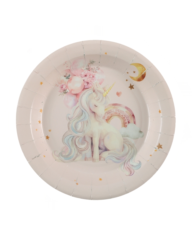 Plato Unicornio Rosa 22.5cm Carton