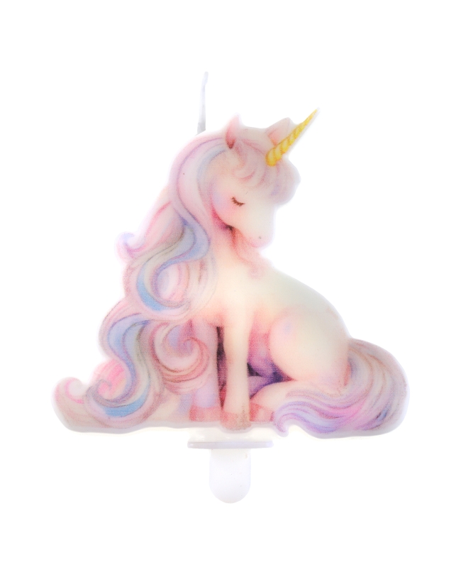 Vela Unicornio Rosa 7.5X7cm Parafina Y Plastico