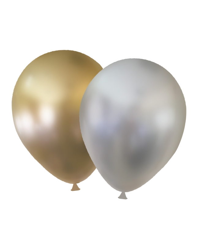 Globos Latex Oro Y Plata Brillantes