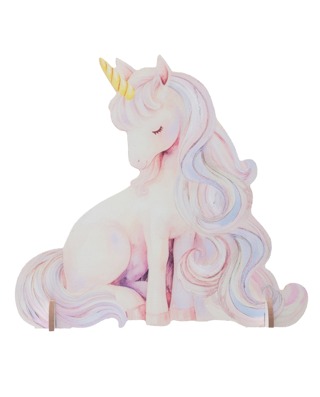 Decoracion Unicornio Rosa 21.5X4X21cm Madera