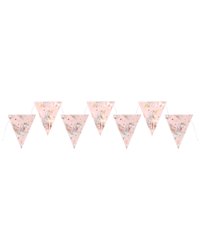 Banderin Unicornio Rosa 22X26cm X3m Carton