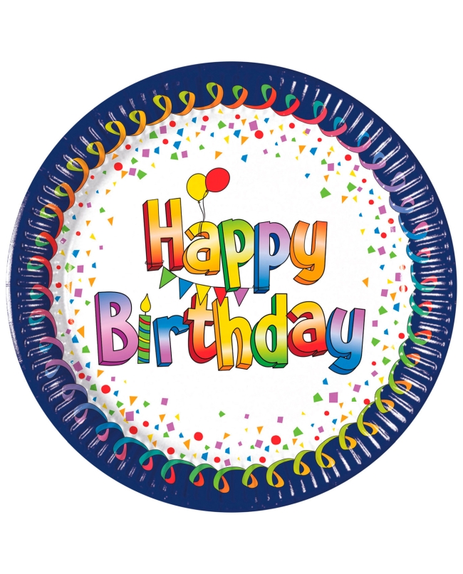 Platos 23cm Happy Bday Multicolor Fsc ***OFERTA DTO NO ACUMULABLE