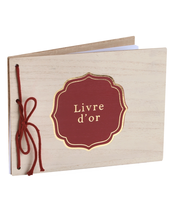 Libro Firmas Toscana 30X22cm Madera, Cordon Y 40 Pag Papel