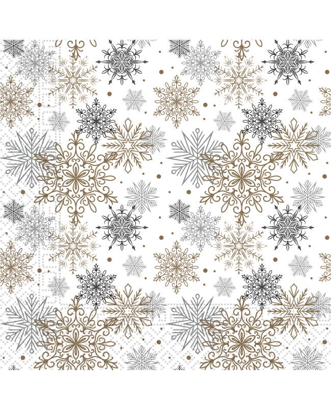 Servilletas 33X33cm Copos Plata/Oro Fsc 3Pli