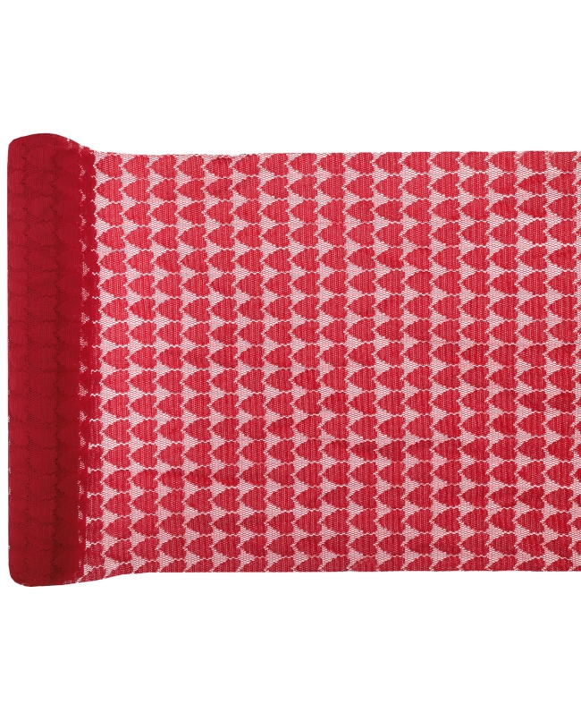 Camino Mesa Encaje Corazon Rojo 28cm Poliester 2,5m