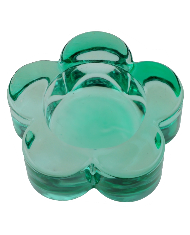 Portavelas Flor Verde 7.3X2cm Vidrio