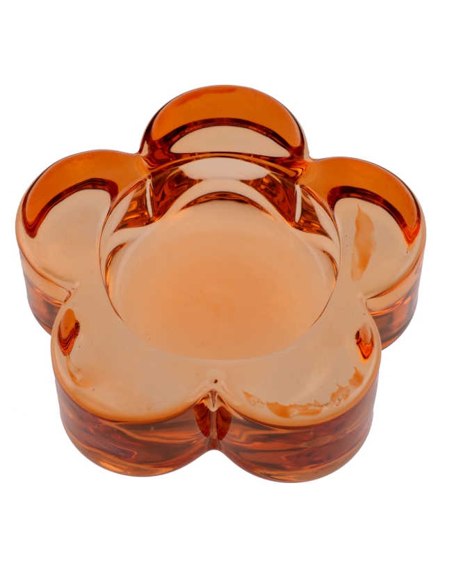 Portavelas Flor Naranja 7.3X2cm Vidrio