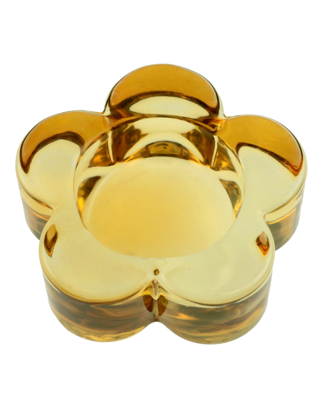 Portavelas Flor Amarillo 7.3X2cm Vidrio