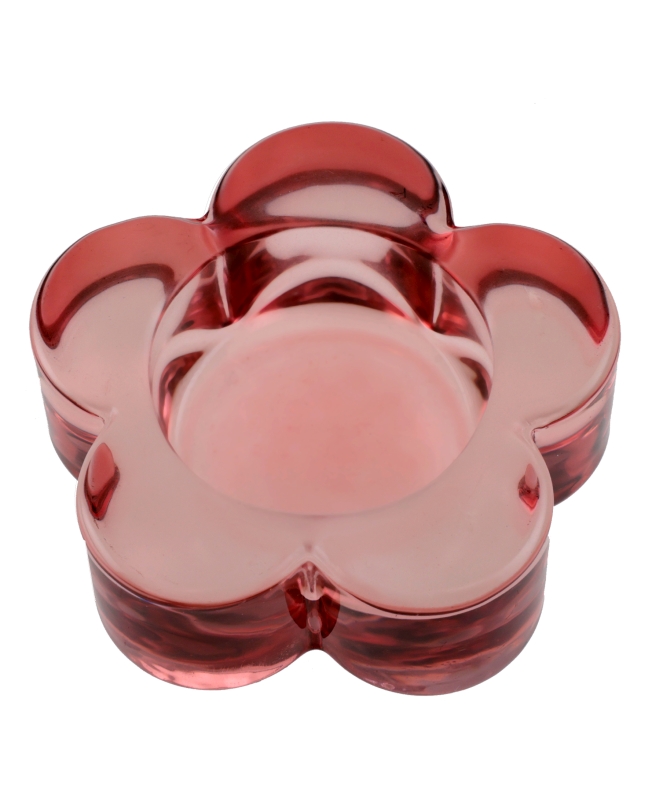 Portavelas Flor Rosa 7.3X2cm Vidrio