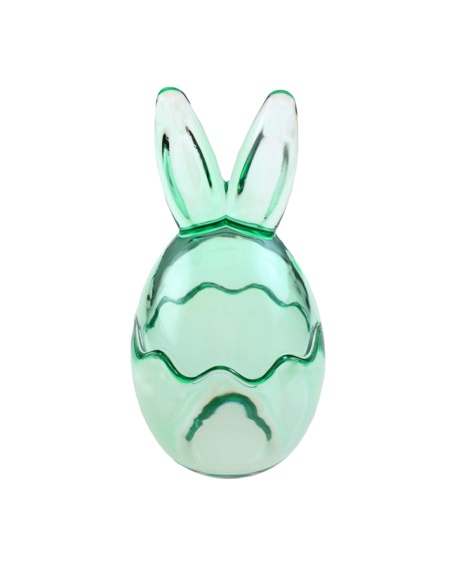 Huevera Conejo Verde 8X17.5cm Vidrio