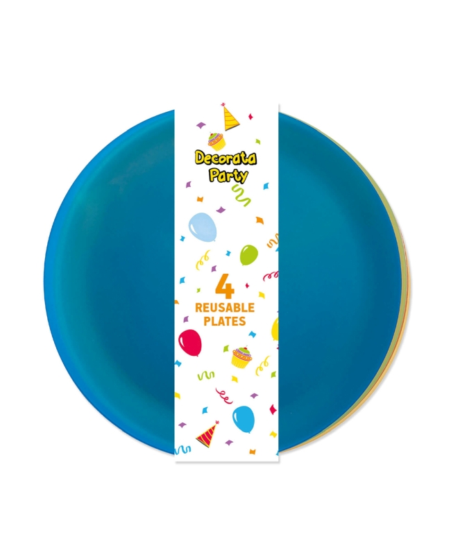 Plato Plastico Reutilizable 20,5cm Semitransp. 4 Color