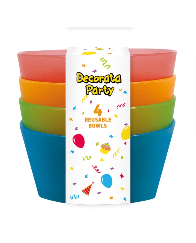 Bowls Plastico Reutilizable 13cm Semitransp. Colores Mix 
