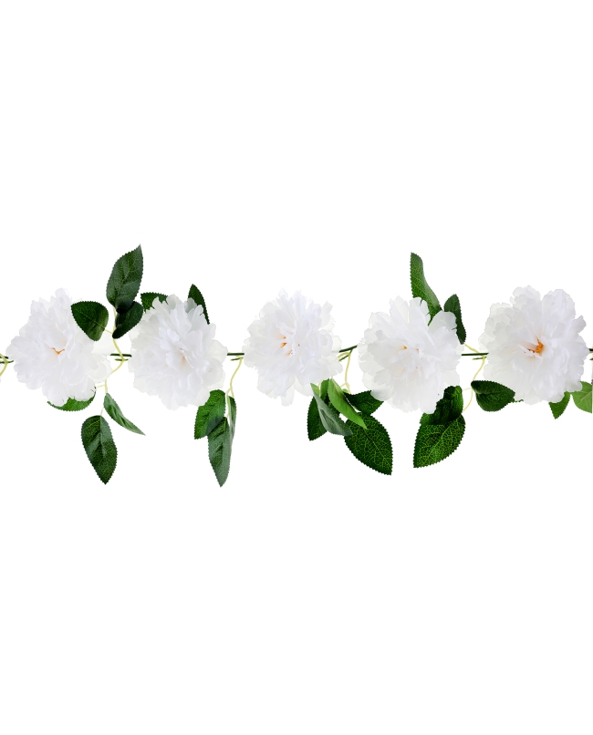 Guirnalda Peonias Blanco 140cm Poliester