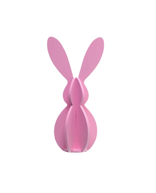 Pequeña Decoracion Conejo Rosa 6X12cm Madera