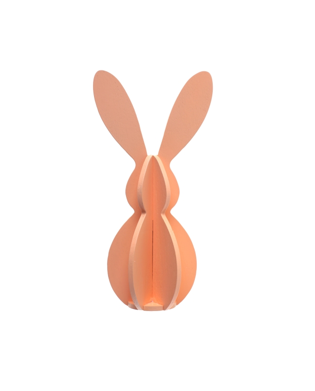 Pequeña Decoracion Conejo Melocoton-Rosa 6X12cm Madera