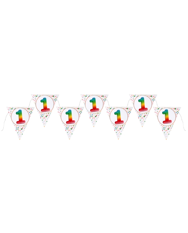 Banderin Multicolor 1 Año 22X26cm X3m Carton