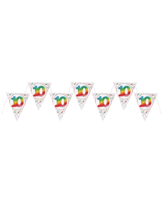 Banderin Multicolor 10 Años 22X26cm X3m Carton
