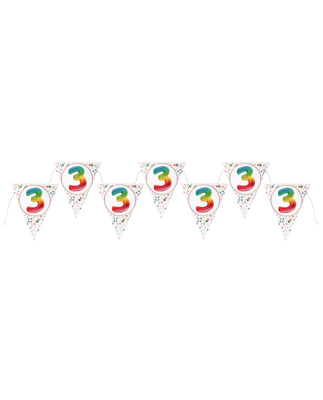 Banderin Multicolor 3 Años 22X26cm X3m Carton