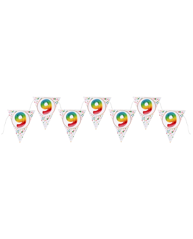 Banderin Multicolor 9 Años 22X26cm X3m Carton