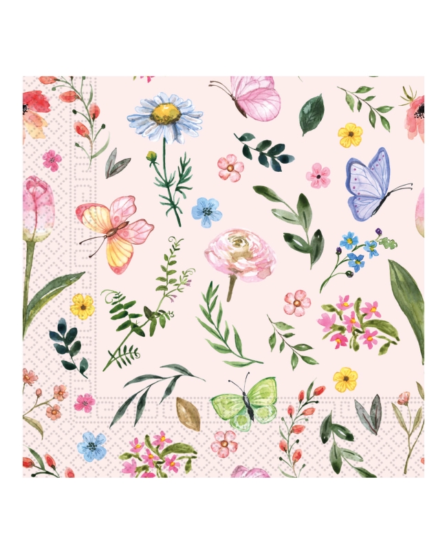 Servilletas 33cm X 33cm Mariposas Rosa Fsc 