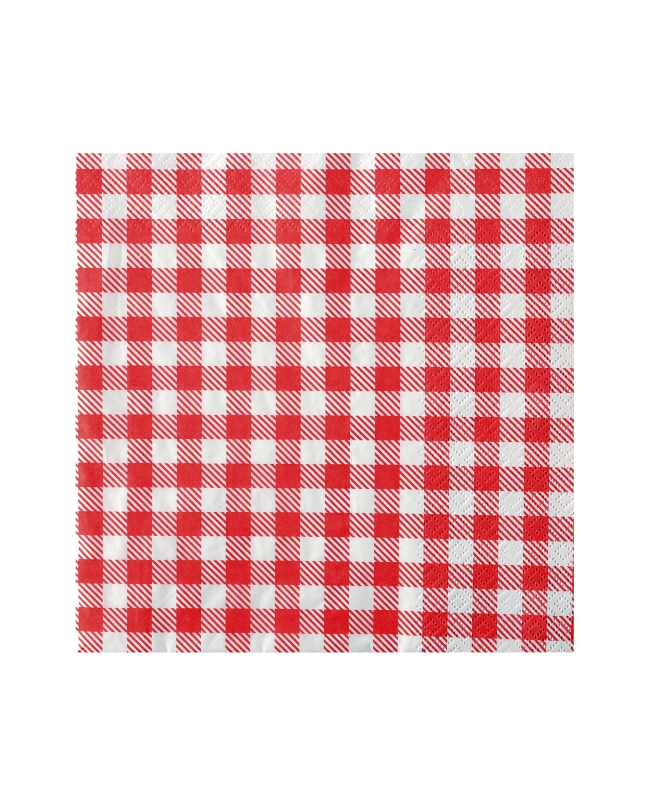 Servilleta Coctel Vichy Rojo 21X20cm Papel 3C 