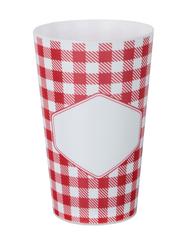 Vaso Reutilizable Vichy Rojo 7.3X11.6cm /33cl Polipropileno